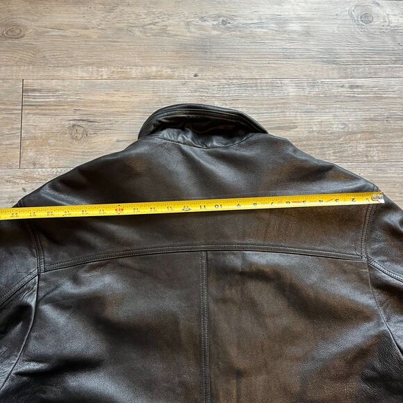 Striwa Leather Jacket Vintage Black Men XL Winter 90s Zip Button Pockets - Picture 7 of 10